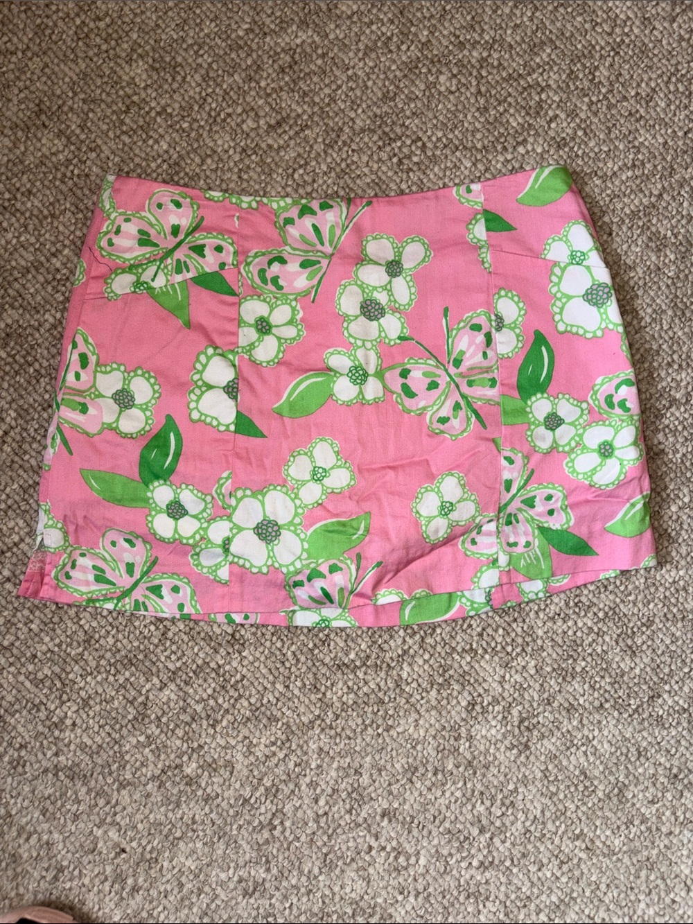 Lilly Pulitzer Pink Green Floral Butterfly Mini Skirt